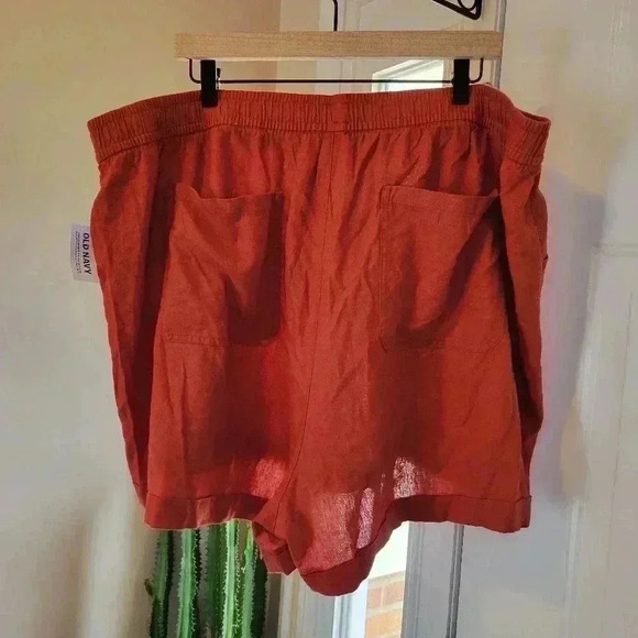 NWT Old Navy High-Rise Linen Lightweight Red‎ Shorts, Size 3XL - Picture 5 of 8
